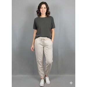 AnyBody Womens Short Sleeve Sweatshirt Charcoal Grey Raglan Crew Neck Size L